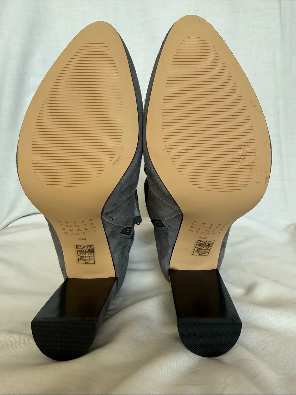 NIB White House Black Market  Taylor Gray Suede Booties - Size 8